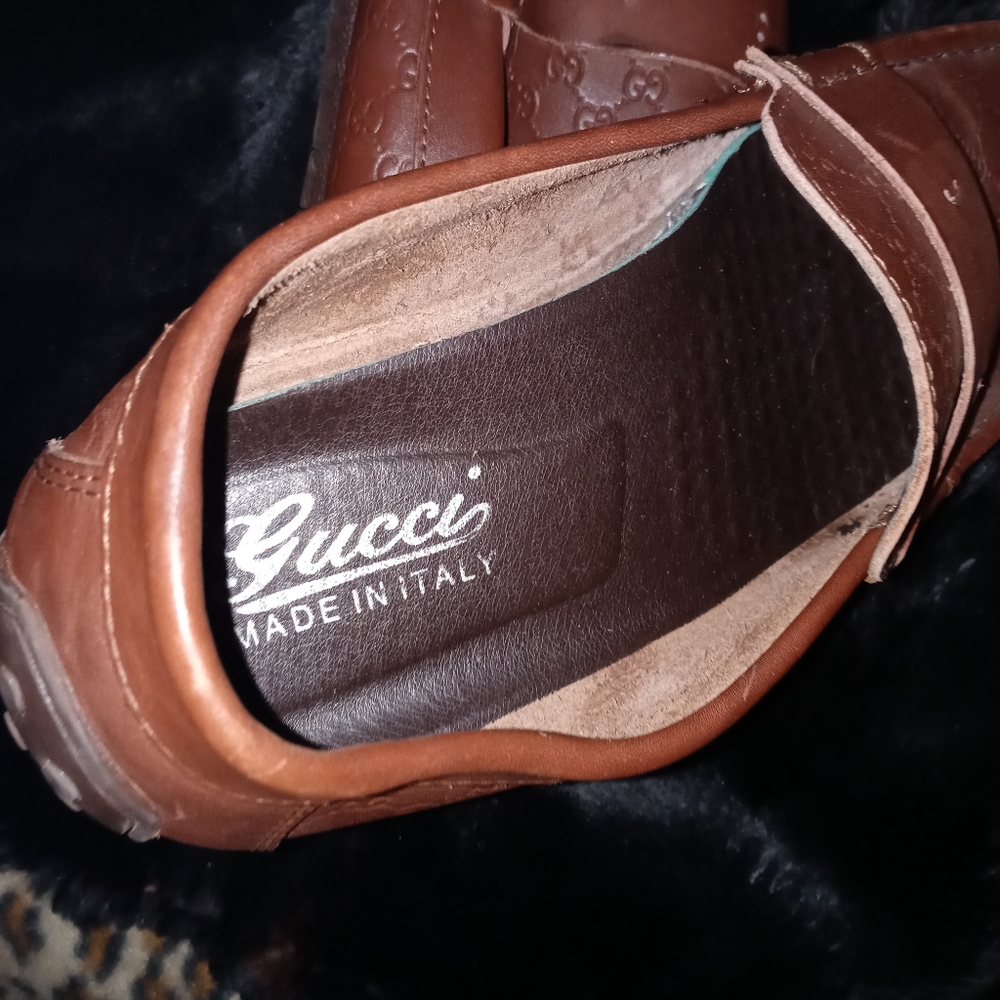 Vintage Gucci Men Brown Leather Loafers NWOT - Picture 2 of 11